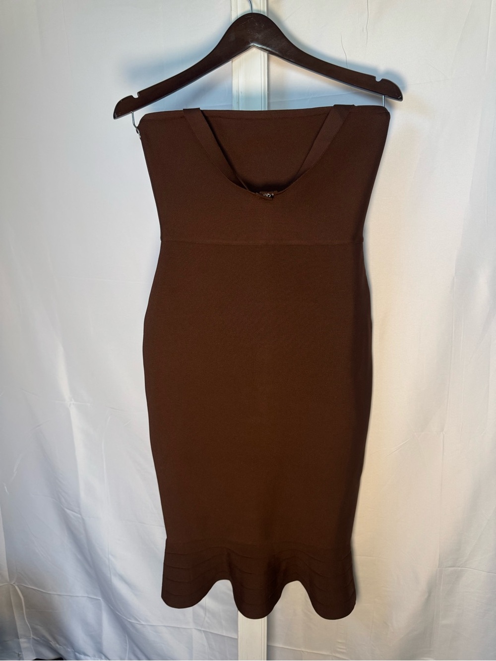 Classic Brown Strapless Sheath Dress - Women's